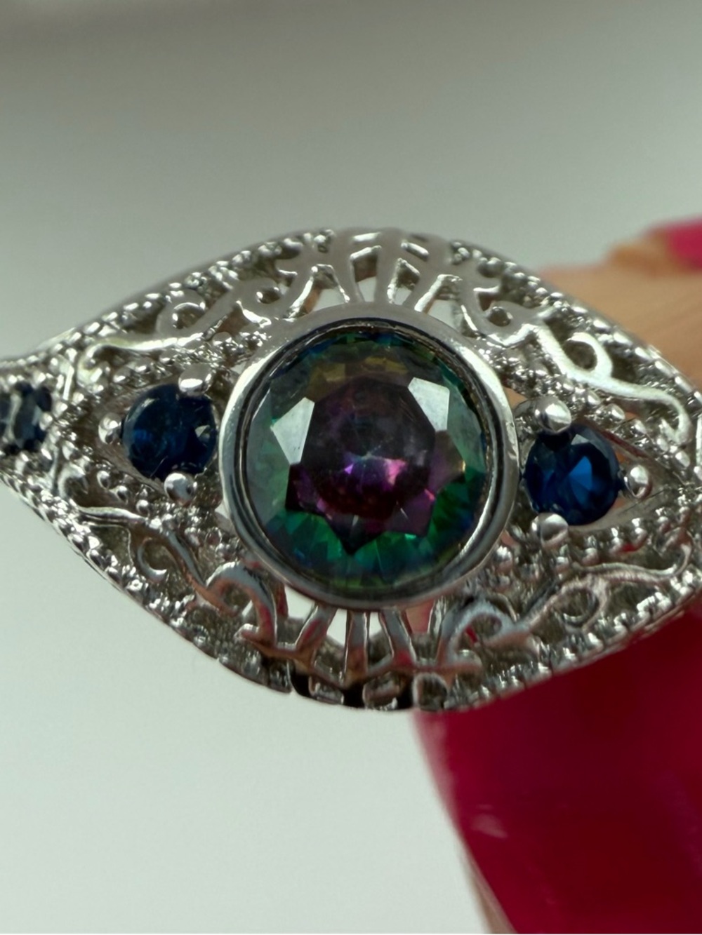 Sterling Silver Mystic Topaz and Blue Accent Ring